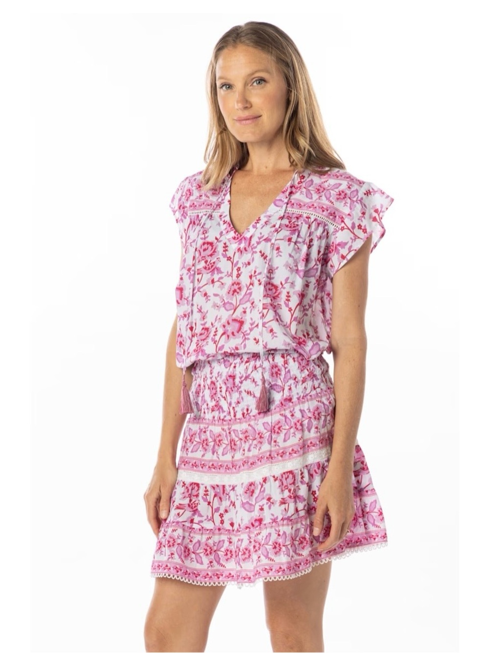 Bindu Clarita Floral Mini Skirt in Peony Color Size XS